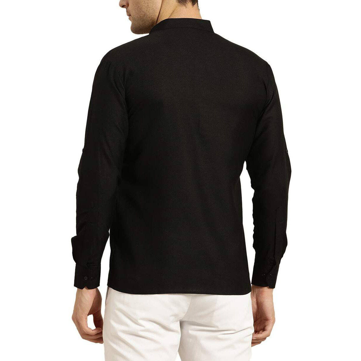 Sojanya (Since 1958, Men's Cotton Black Short Kurta, Size 44