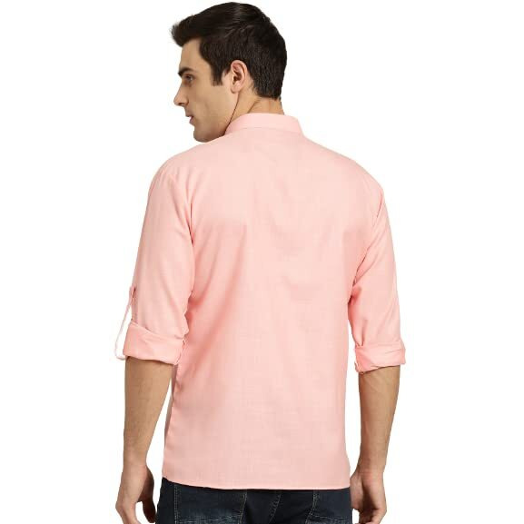 Sojanya (Since 1958, Men's Cotton Pink Short Kurta, Size 38
