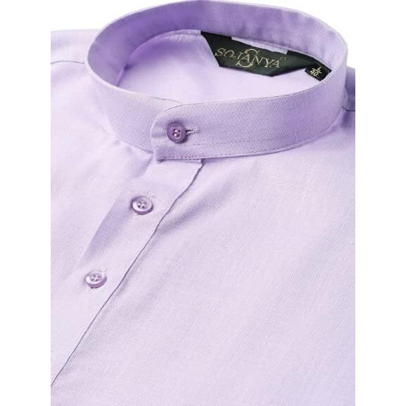 Sojanya (Since 1958, Men's Cotton Purple Short Kurta, Size 38