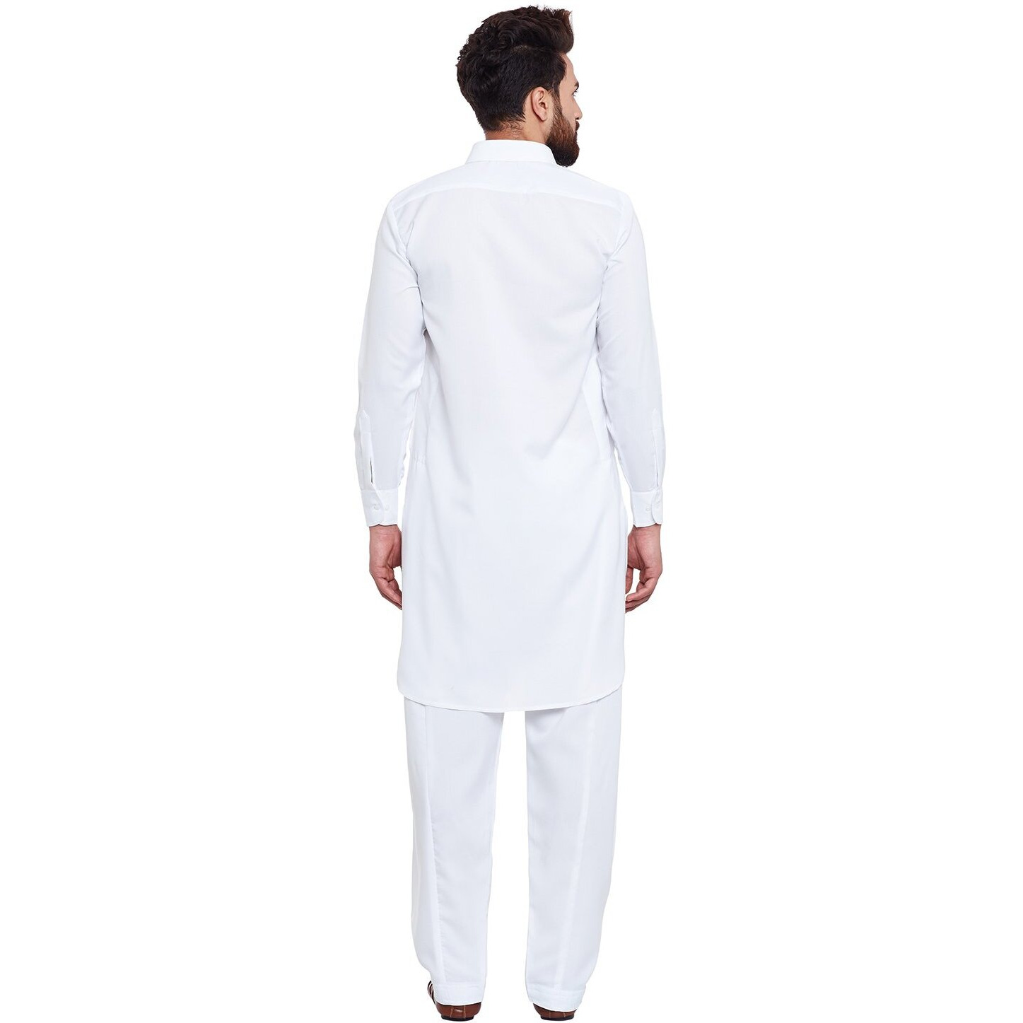 Sojanya (Since 1958, Men's White Cotton Blend Pathani Kurta & Salwar Set, Size M