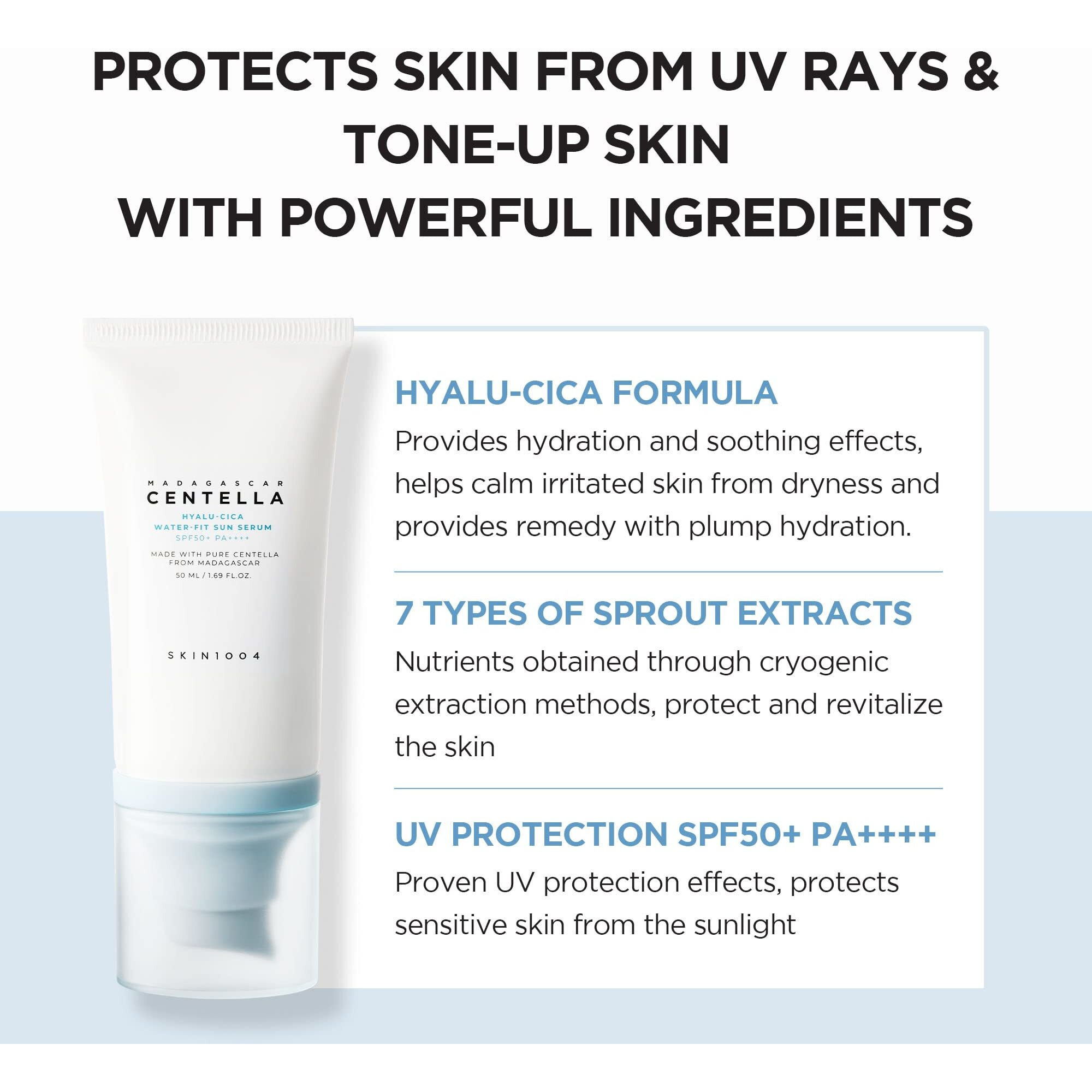 Skin1004 Madagascar Centella Hyalu-Cica Water-Fit Sun Serum For All Skin Types Spf 50 50Ml