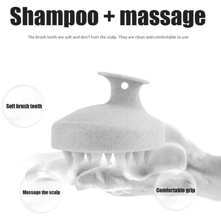 Scalp Massager Shampoo Brush, Eco-Friendly Wheat Straw Body With Soft Silicon Bristles, Hair Scalp Scrubber, Scalp Exfoliator | Dandruff Removal, Prevents Hair Loss For Men, Women (Jw-35)