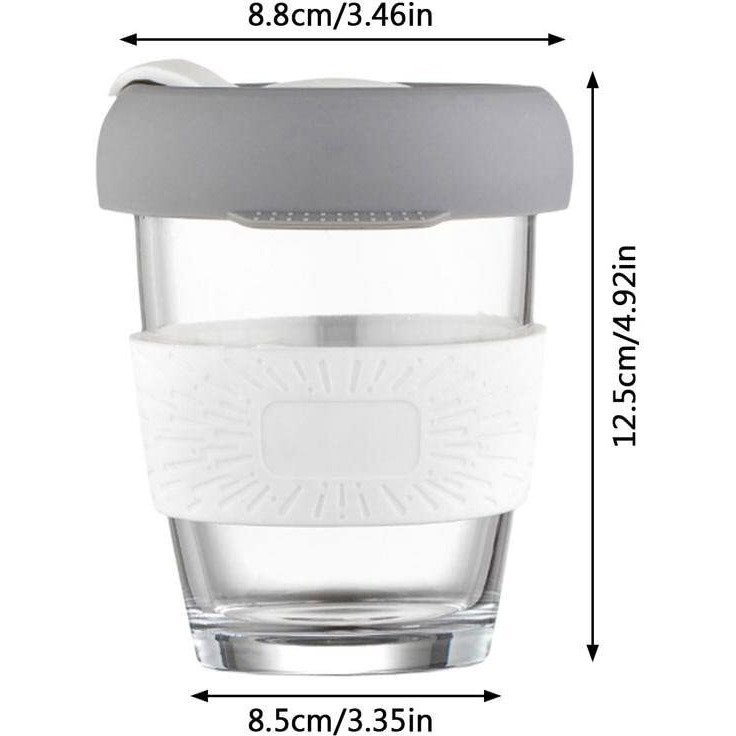 Baskety Reusable Coffee Cup, Sustainable Travel Coffee Mug With Lid And Silicone Sleeve, 350Ml Portable Drinking Cup, Dishwasher And Microwave Safe (White, Pack Of 2)