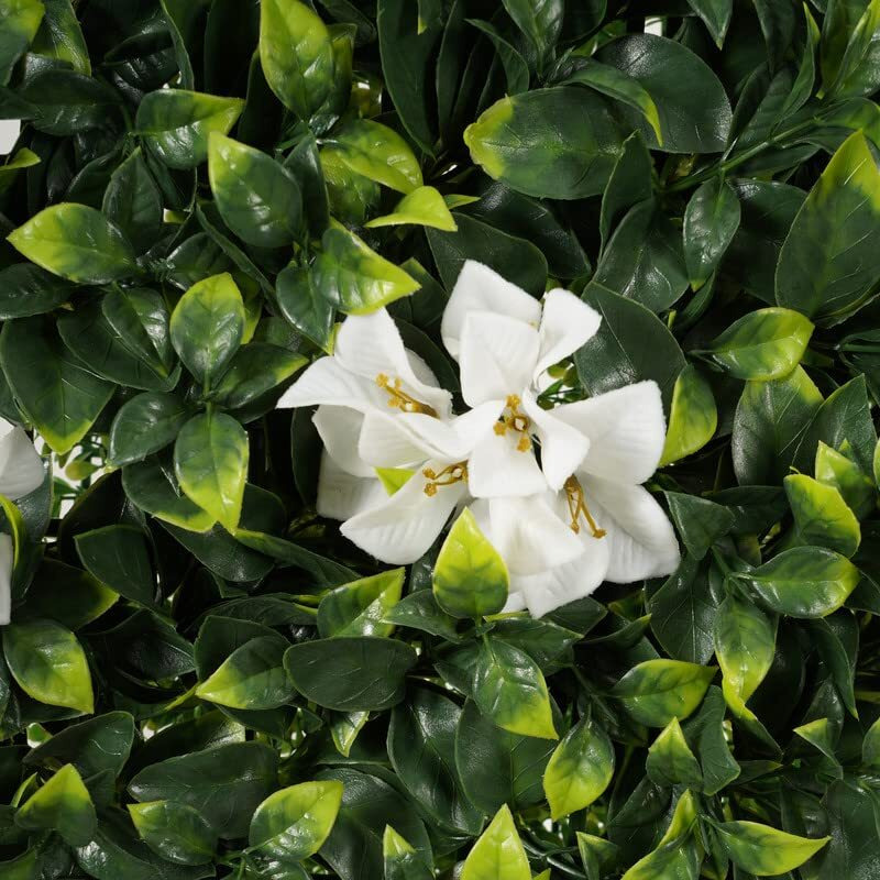 Golden Cart Plastic Artificial Wall Grass For Home Decoration (1 Pc) I Grass Mat For Wall I Vertical Garden Artificial Plants (Green With Large White Flowers, 50Cm X 50Cm X 5Cm, Pack Of 1)
