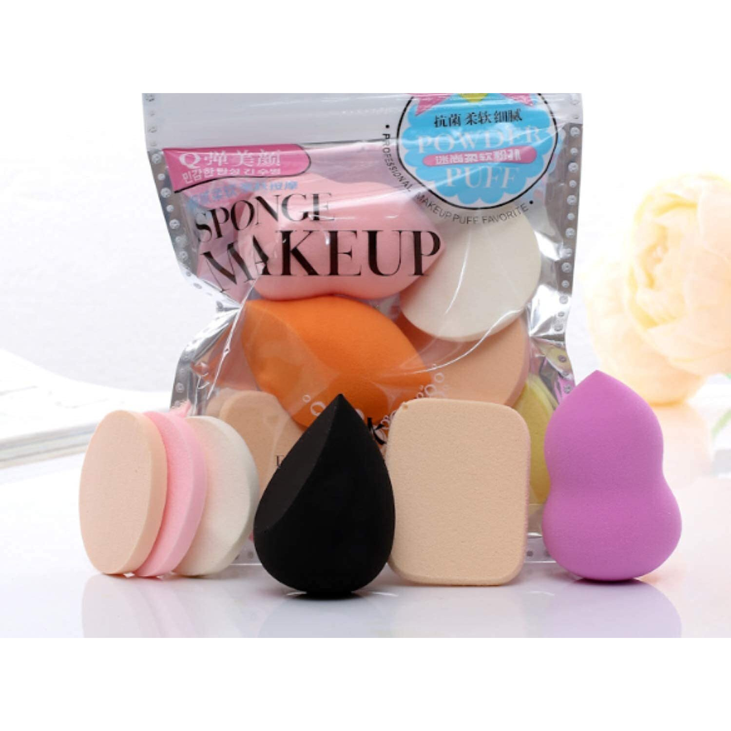 Suake 6-In-1 Professional Beauty Blender Sponge For Face Makeup With Cotton Pad Foundation Beauty Blender, Powder Buff, And Cosmetic Puff Perfect For Women's & Girls Cosmetic Makeup | Beauty Blender Sponge Set Is For All Skin Types - Soft, Latex-Free, Reusable & Washable (Multi-Color)