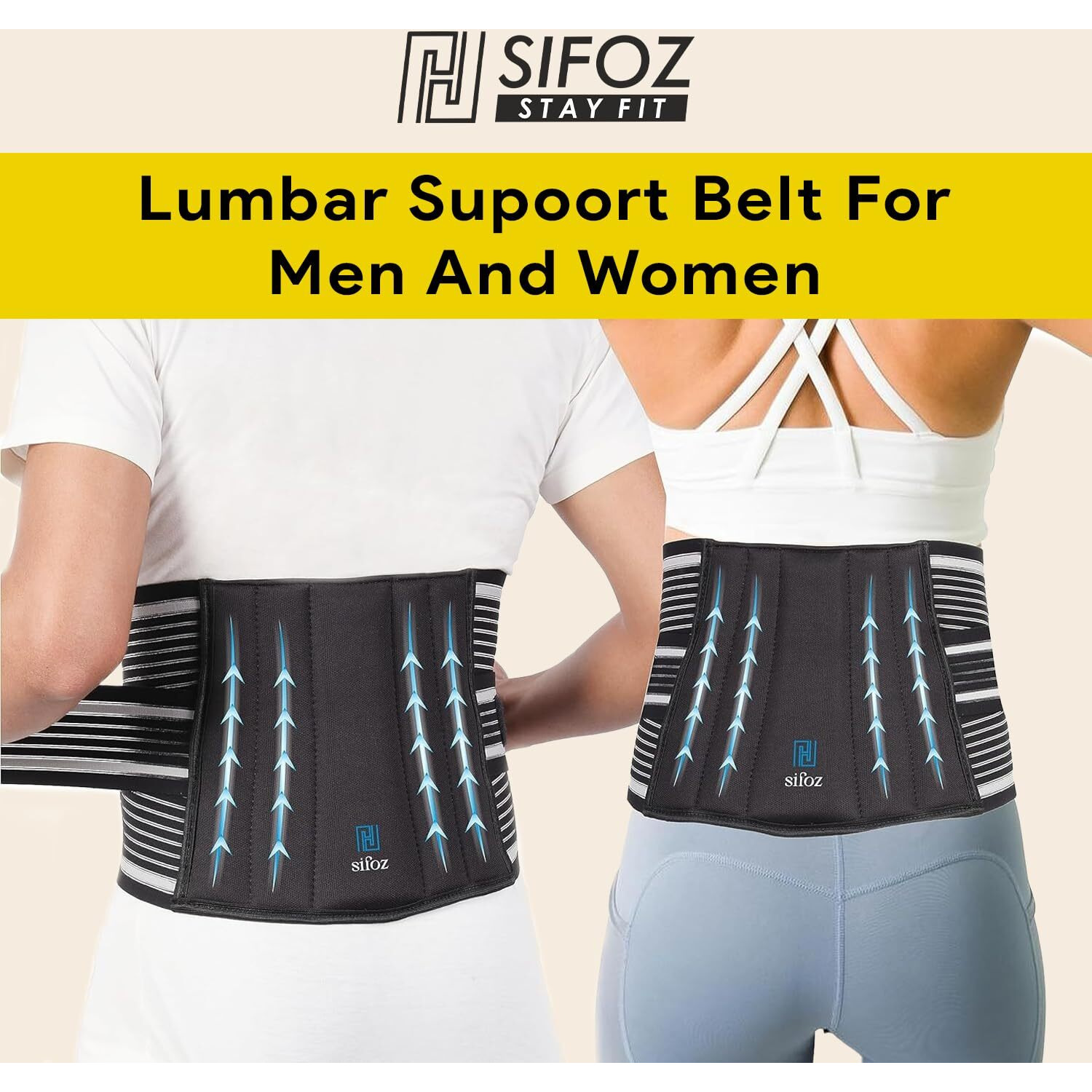 Sifoz Lumbo Sacral Lower Back Pain Relief Brace With Double Strapping For Orthopedic Sacral Waist Back Spine Support, Back Support Lumbar Pain Belt For Men & Women (Xl (46-52))
