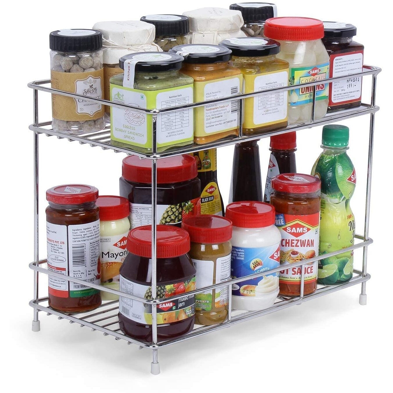 Techsrmaji Stainless Steel 2 Tier Kitchen Rack, Countertop Organizer Rack, Dish Rack For Kitchen, 2 Layer Storage Rack, Masala Stand For Kitchen Spice Rack