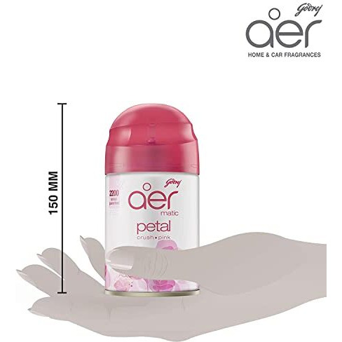 Godrej Aer Matic Refill - Automatic Air Freshener With Flexi Control/Petal Crush Pink (225Ml)