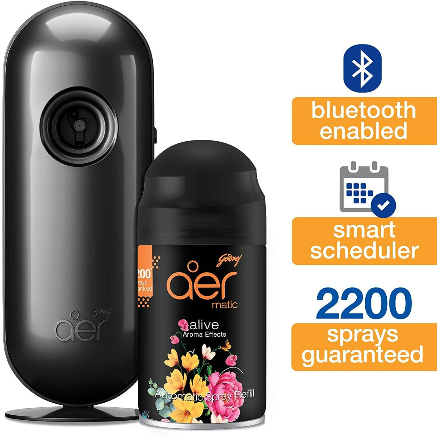 Godrej Aer Smart Matic Kit - Bluetooth Enabled Automatic Air Freshener Spray| Alive (225Ml)