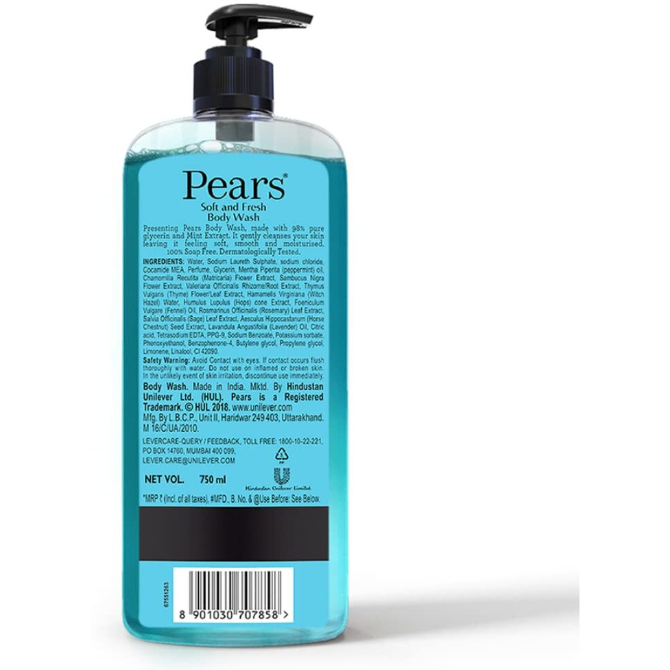 Pears Soft & Fresh Shower Gel Supersaver Xl Pump Bottle With 98% Pure Glycerine|| 100% Soap Free And No Parabens|| 750 Ml