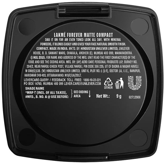 Lakm Forever Matte Compact For All Skin Types, Smooth Finish, Lasts For 12 Hrs, Natural Cinnamon, 9 Gram,Beige
