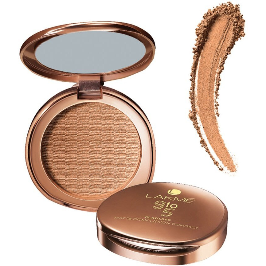 Lakme 9 To 5 Flawless Matte Complexion Compact Powder, Apricot, Absorbs Oil, Conceals & Gives Radiant Skin - All Day Matte Finish Face Makeup, 8 G