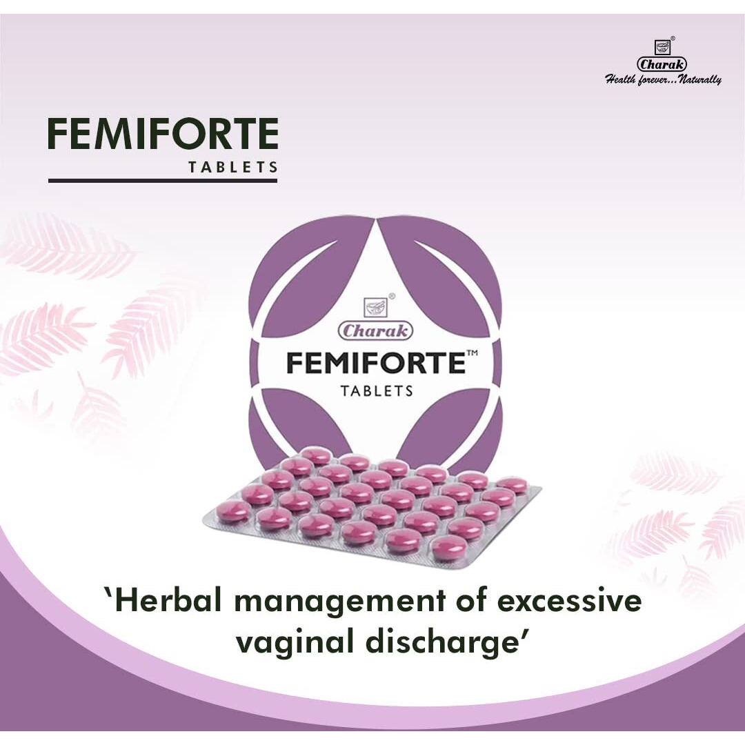 Charak Pharma Femiforte Tablet For White Discharge - 30 Tablets (Pack Of 2)