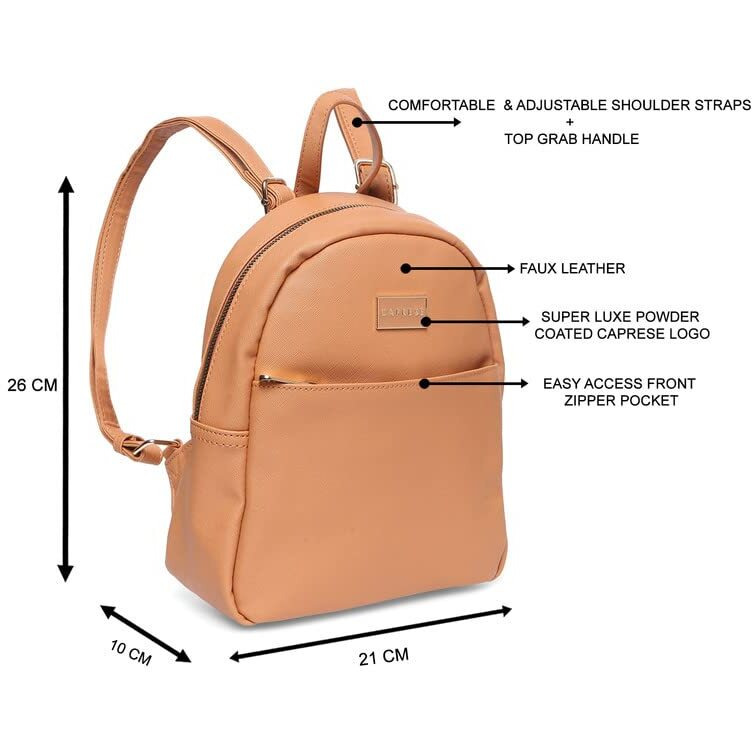 Caprese Women's Faux Leather Sabeena Medium Backpack (Orange)