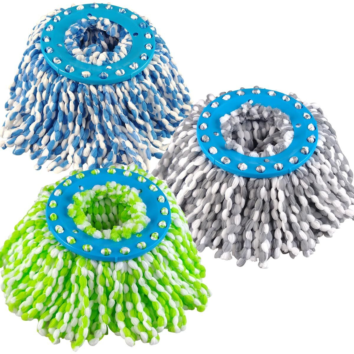 Primeway Polyester Microfiber Spin Mop Replacement Mop Head Refills | 130 Grams Each | Pack Of 3 Pcs | Assorted