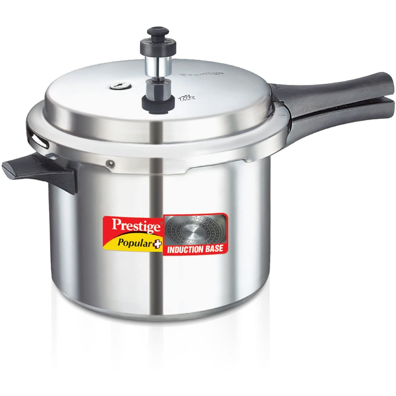 Prestige Popular Plus 5L Aluminium Pressure Cooker|Ideal For 5-7 Person|Deep Lid For Spillage Control|Gas & Induction Compatible|Mini Metallic Safety Plug|Controlled Gasket-Release System|5Y Warranty