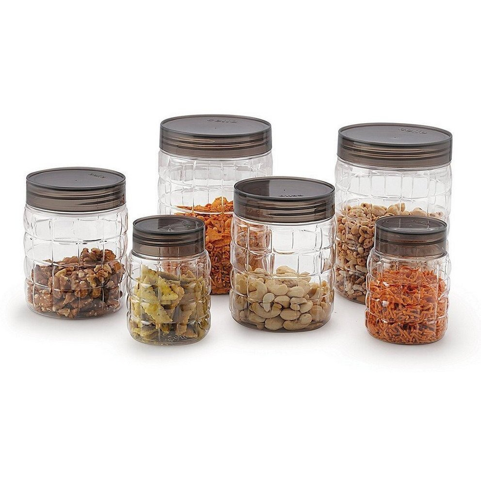 Cello Checkers Pet Plastic Airtight Canister Set | Food Grade And Bpa Free Canisters | Air Tight Seal & Stackable Transparent | 300Ml, Set Of 12