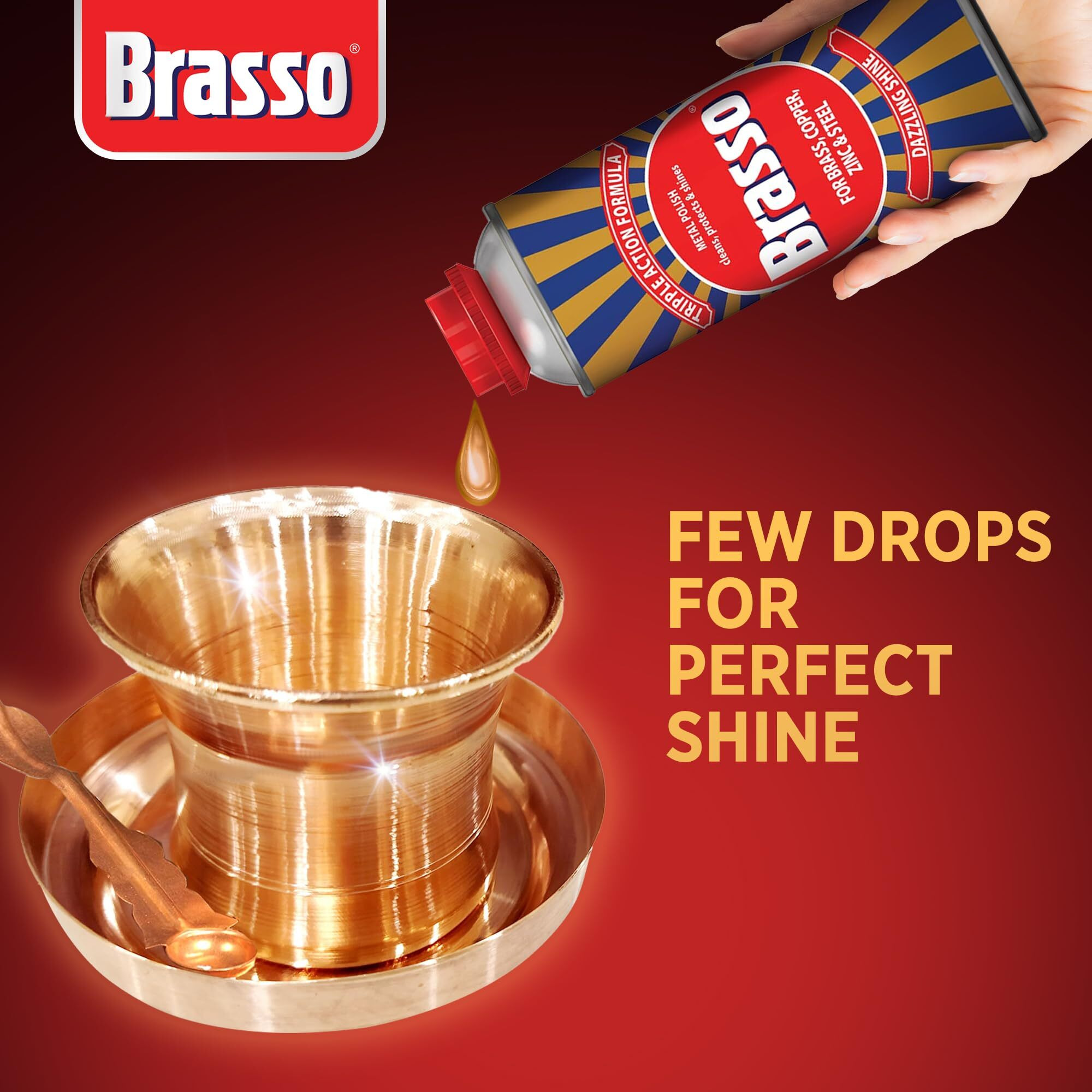Brasso Metal Polish 500Ml | For Brass, Copper, Zinc & Steel | Cleans, Protects & Shines Metal Surfaces