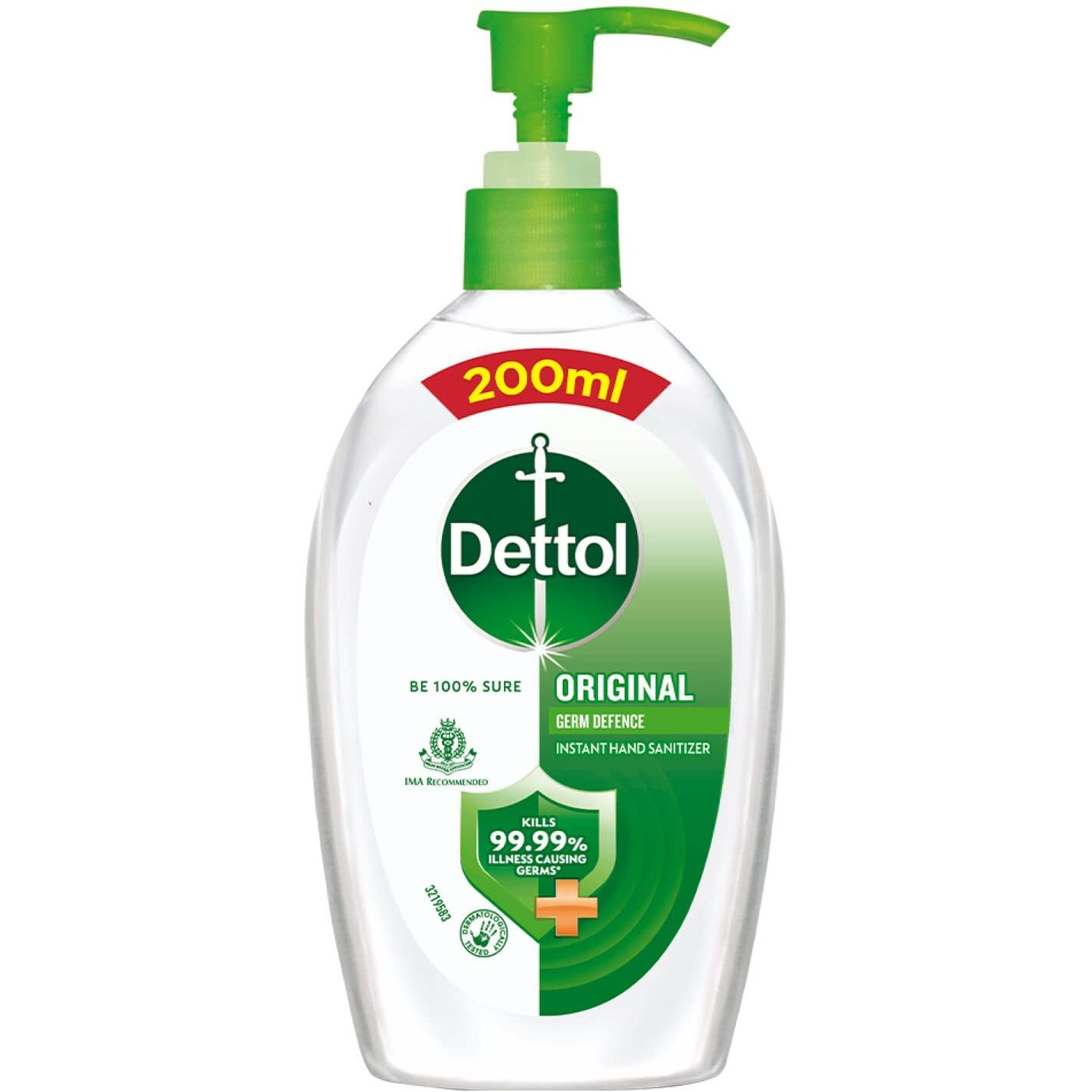 Dettol Original Germ Protection Alcohol Based Hand Sanitizer Pump, 200Ml