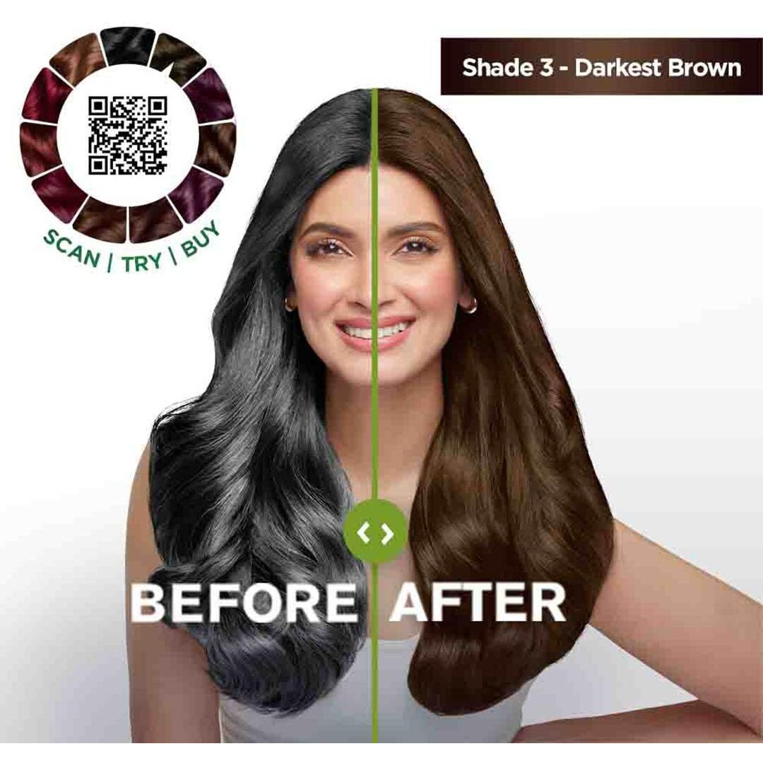 Garnier Color Naturals Crme Hair Color, Shade 3 Darkest Brown, 70Ml + 60G