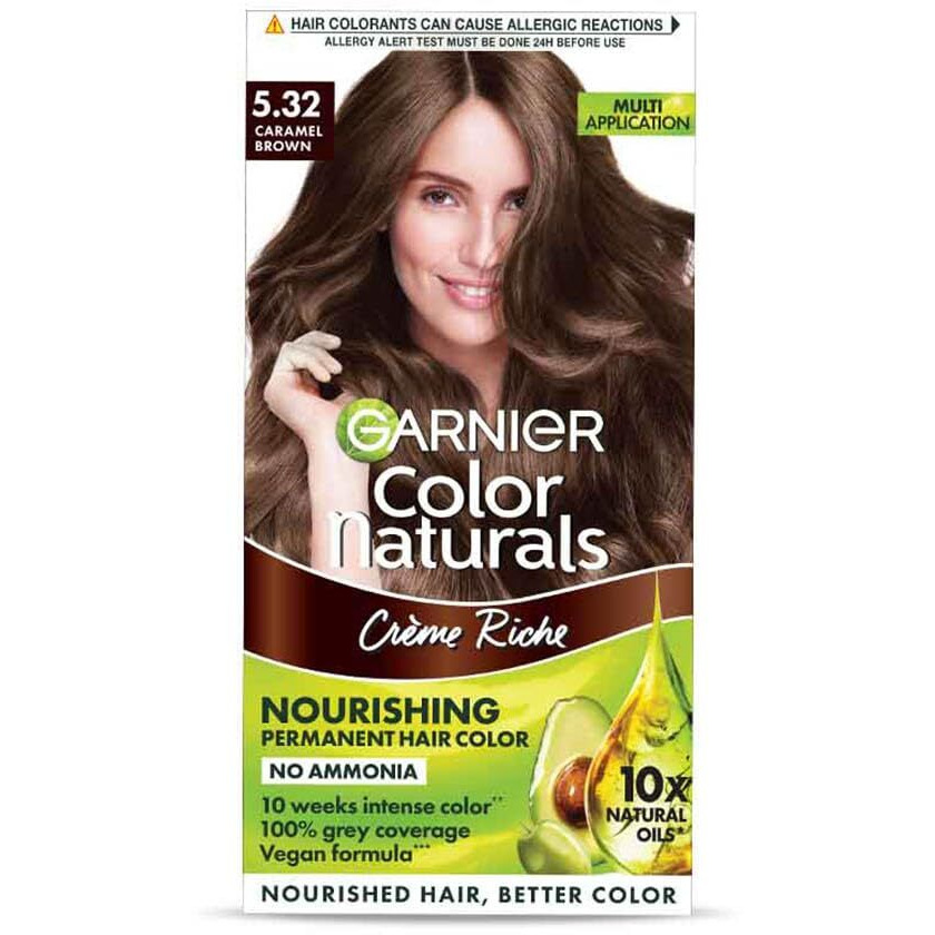 Garnier, Hair Colouring Creme, Long-Lasting Colour, Smoothness & Shine, Color Naturals, Shade 5.32 Caramel Brown, 70Ml + 60G