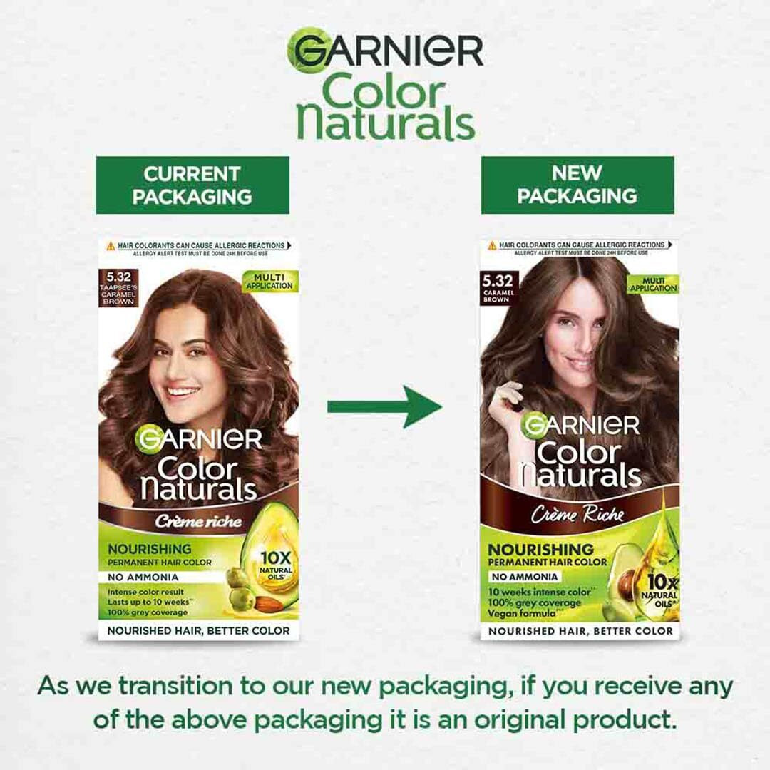 Garnier, Hair Colouring Creme, Long-Lasting Colour, Smoothness & Shine, Color Naturals, Shade 5.32 Caramel Brown, 70Ml + 60G