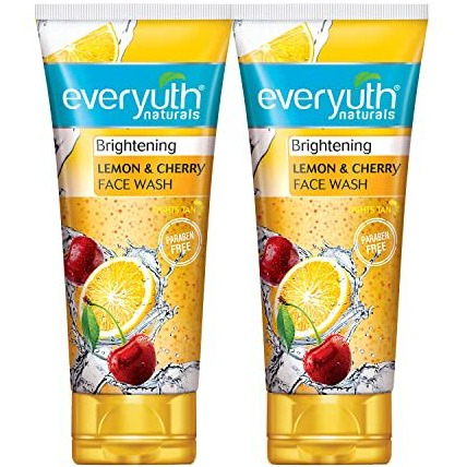 Everyuth Naturals Brightening Lemon&Cherry Face Wash|Deep Cleansing,Oil Control&Tan Reduction|Simple Face Wash|Removes Dirt&Oil|100% Soapfree|For All Skin Types|Paraben Free - 150 G (Pack Of 2)