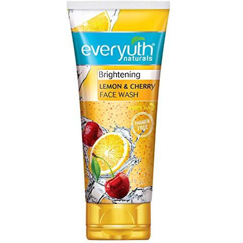 Everyuth Naturals Brightening Lemon&Cherry Face Wash|Deep Cleansing,Oil Control&Tan Reduction|Simple Face Wash|Removes Dirt&Oil|100% Soapfree|For All Skin Types|Paraben Free - 150 G (Pack Of 2)