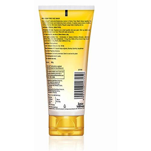 Everyuth Naturals Brightening Lemon&Cherry Face Wash|Deep Cleansing,Oil Control&Tan Reduction|Simple Face Wash|Removes Dirt&Oil|100% Soapfree|For All Skin Types|Paraben Free - 150 G (Pack Of 2)
