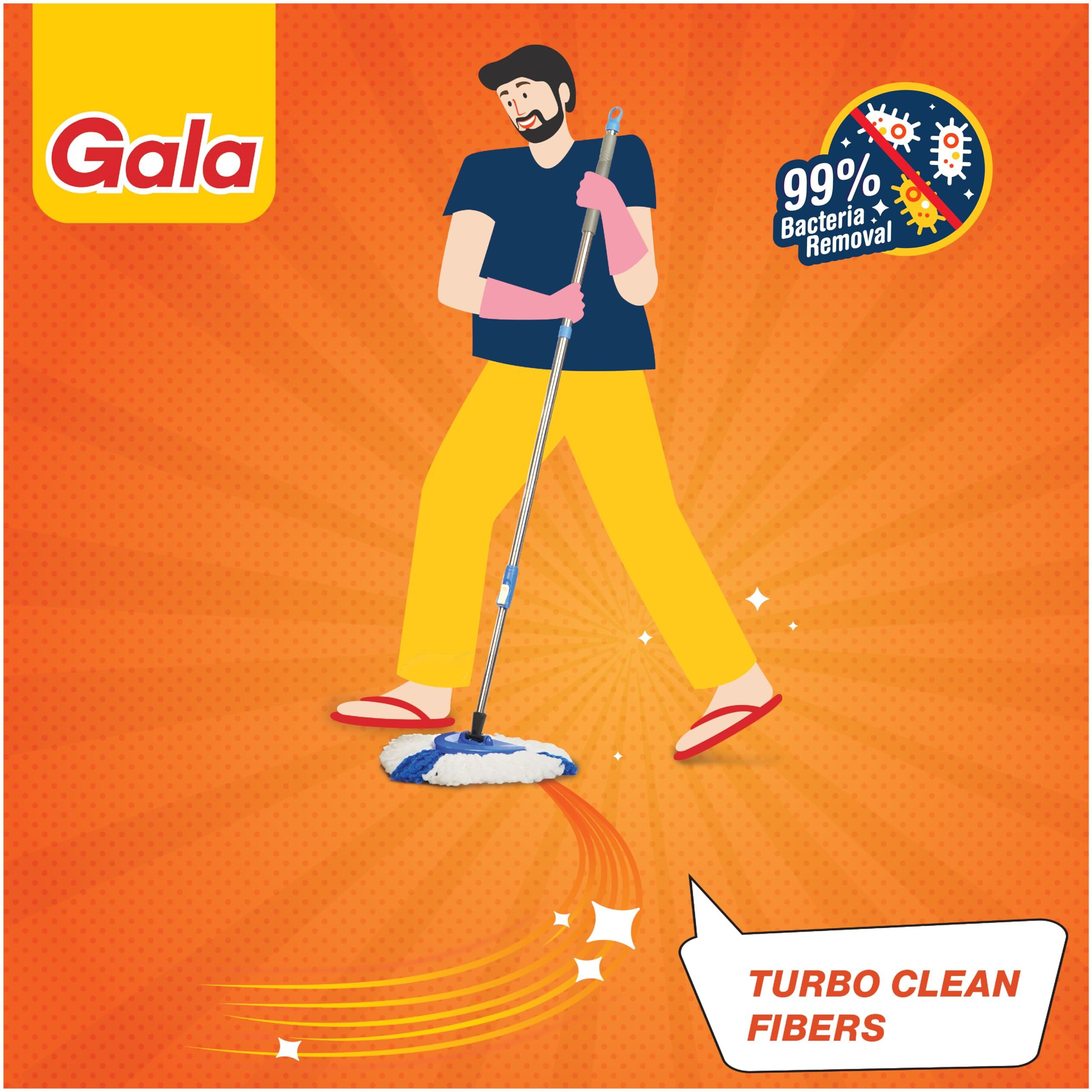 Gala Turbo Triangular Spin Mop Handle With Refill, Durable Replacement Handle With Rubber Grip For Turbo Spin Mop