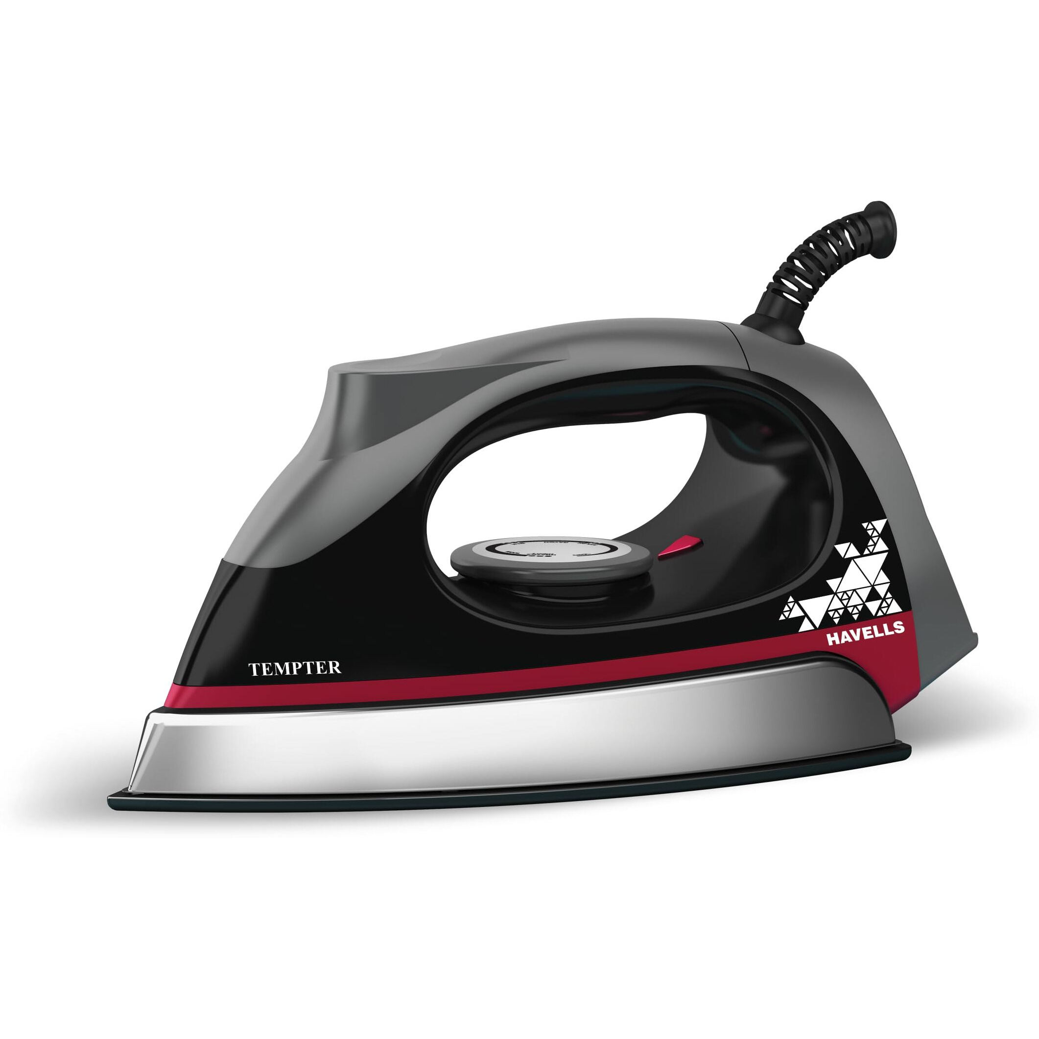 Havells Abs Tempter 1000 Watts Dry Iron Press With Greblon E2 Grade Non-Stick Coated Sole Plate Aerodynamic Design With Shock Proof Front 2 Year Warranty