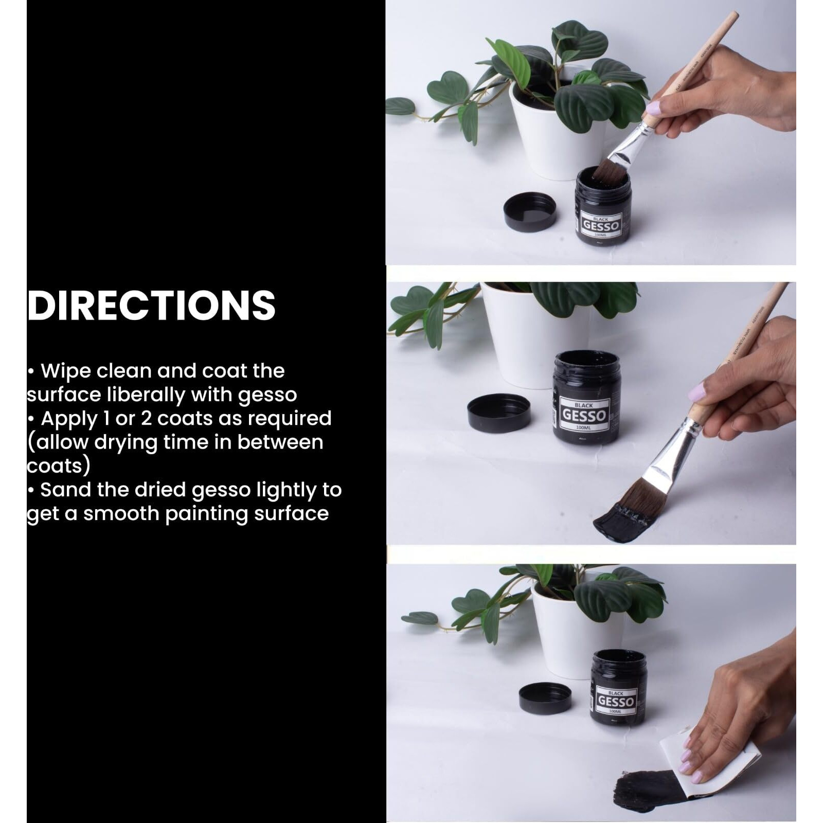 Little Birdie Acrylic Gesso Black 100 Ml | Premium Water-Based Gesso For Acrylic, Oil Paints & Mixed Media - Matte, Water-Resistant Primer For Canvas, Wood, Paper & More