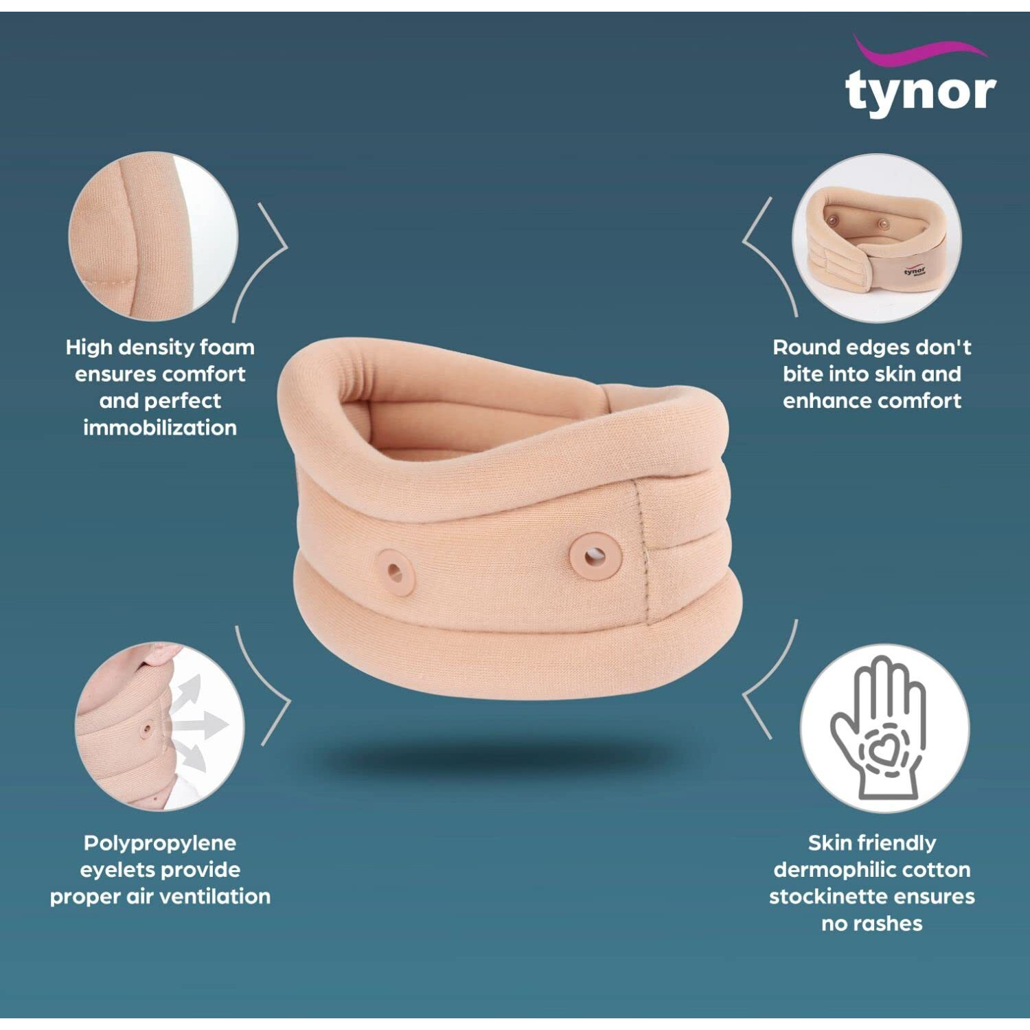 Tynor Cervical Collar Soft With Support, For Neck Support & Pain Relief | For Post-Surgery, Injury & Arthritis | Soft Comfortable & Durable For Men & Women | Pack Of 1 (Beige, Large)