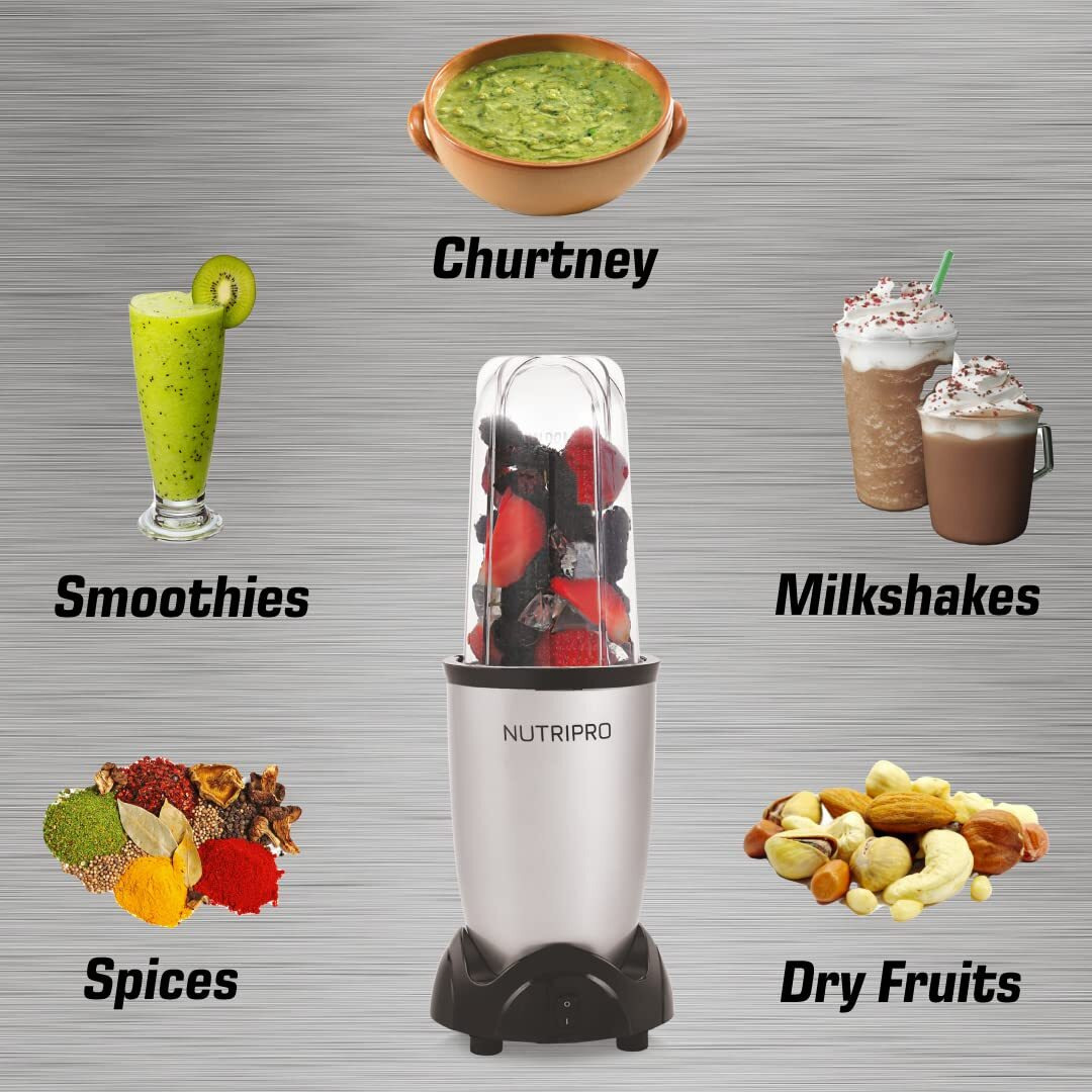 Nutripro Copper Juicer Mixer Grinder - Smoothie Maker - 500 Watts (3 Jars, Silver) - 2 Year Warranty