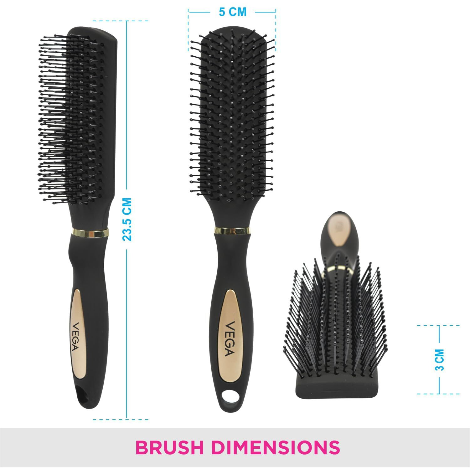 Vega Flat Hair Brush (India's No. 1* Hair Brush Brand) For Men & Women (R9-Fb)