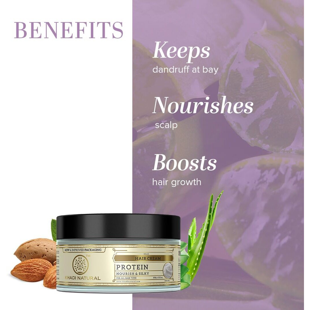 Khadi Natural Protein Hair Cream For Soft & Shiny Hair | Cream For Silky Hair | Natural Hair Cream For Dry Hair | Paraben & Silicone-Free | Suitable For All Hair Types| 150G