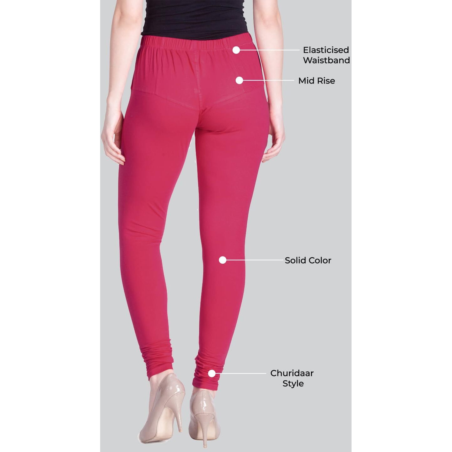 Lyra Women Solid Premium Cotton Ankle Length Leggings | Mid-Waist | Fashionwear