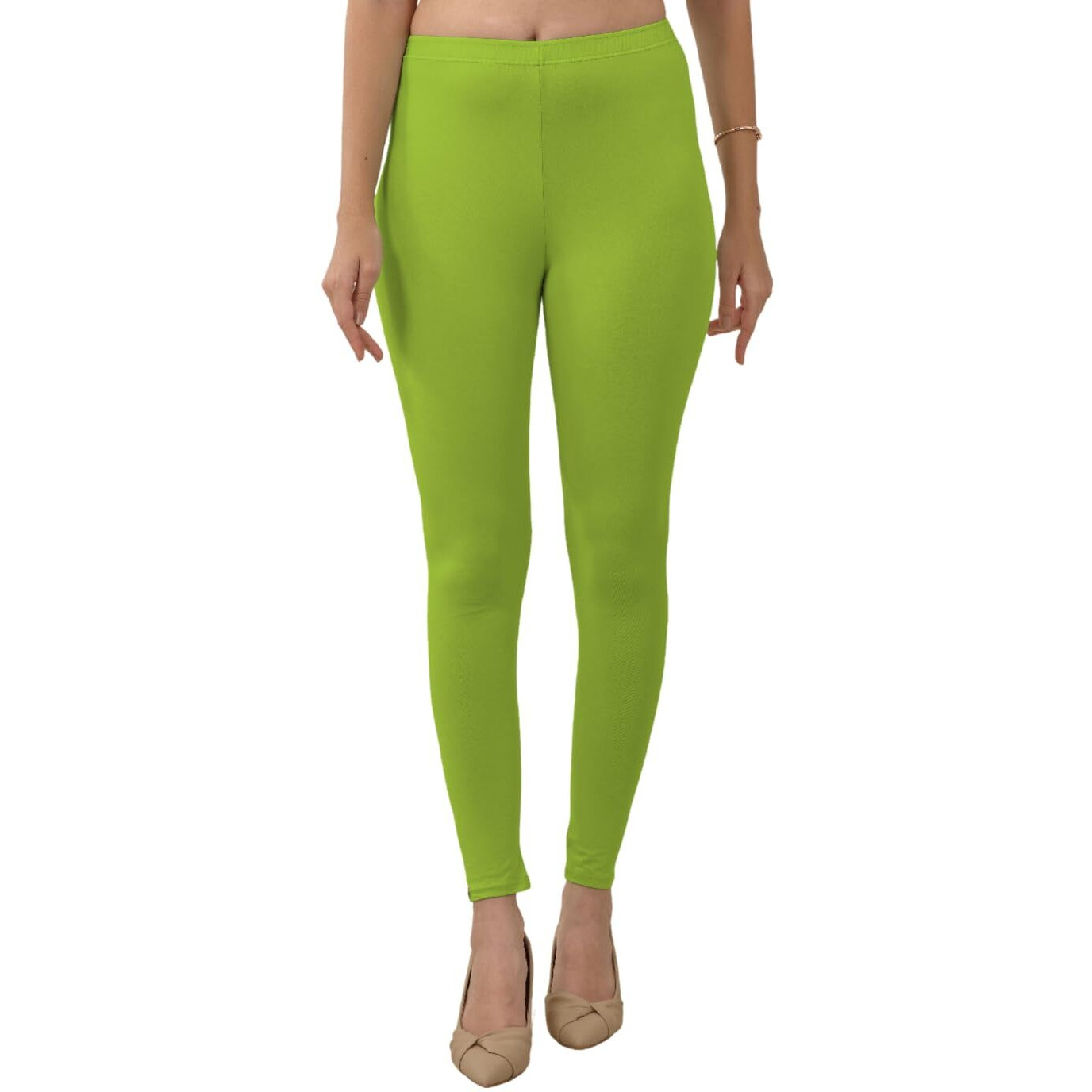 Lyra Women Solid Premium Cotton Ankle Length Leggings | Mid-Waist | Fashionwear