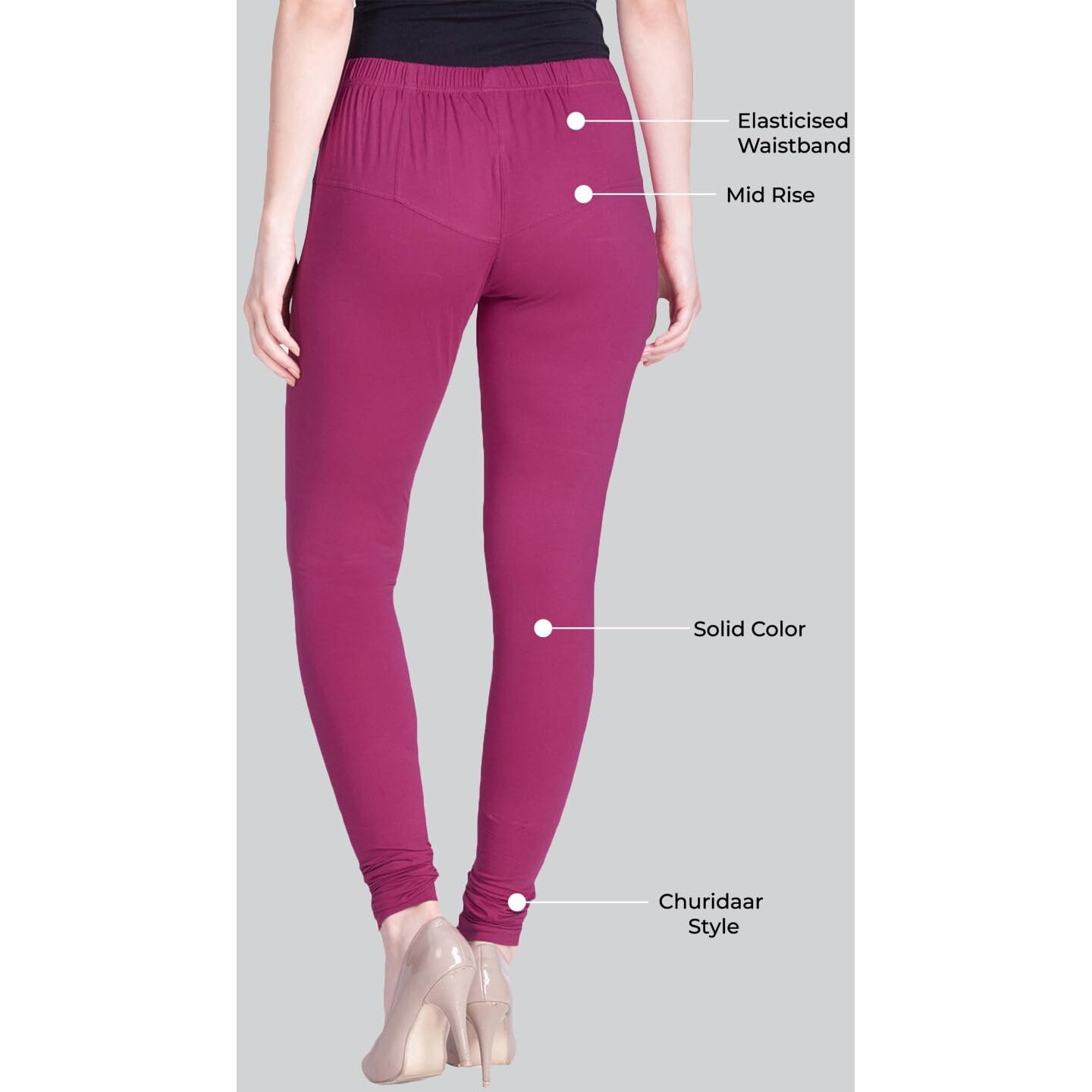 Lyra Women Solid Premium Cotton Ankle Length Leggings | Mid-Waist | Fashionwear Purple