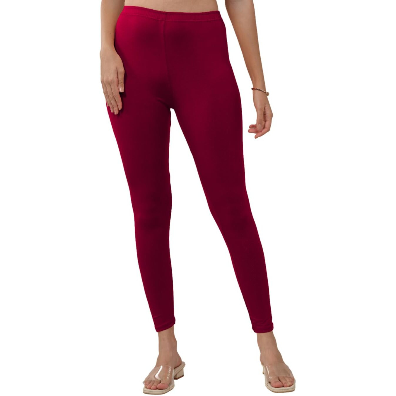 Lyra Women Solid Premium Cotton Ankle Length Leggings | Mid-Waist | Fashionwear