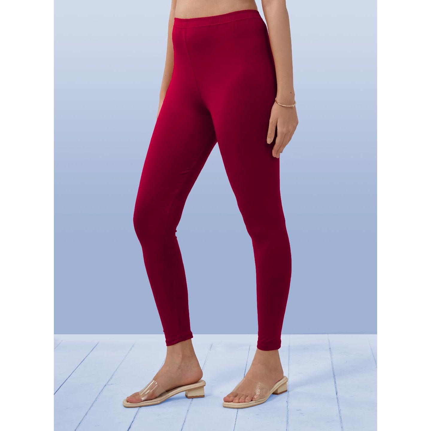 Lyra Women Solid Premium Cotton Ankle Length Leggings | Mid-Waist | Fashionwear