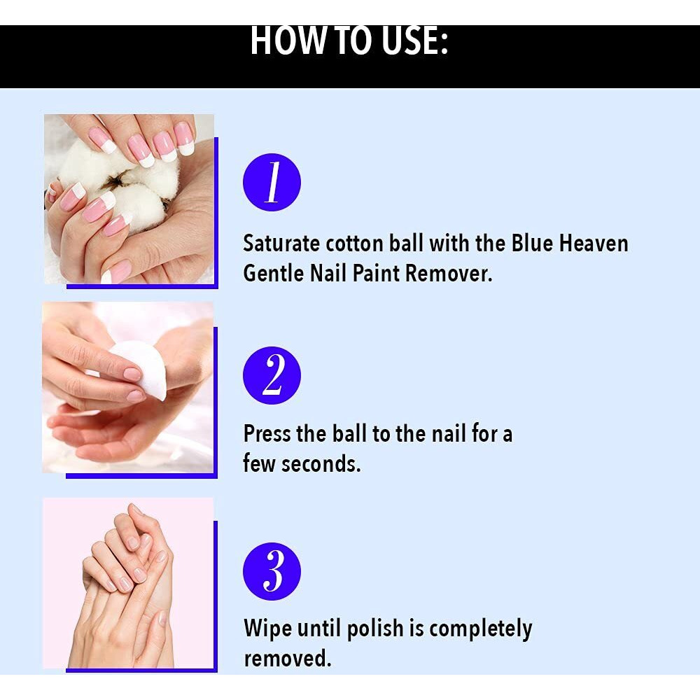 Blue Heaven Gentle Nail Paint Remover, Infused With Vitamin E And Nail Conditioner, Acetone Free, Gentle Nail Polish Remover, 125Ml