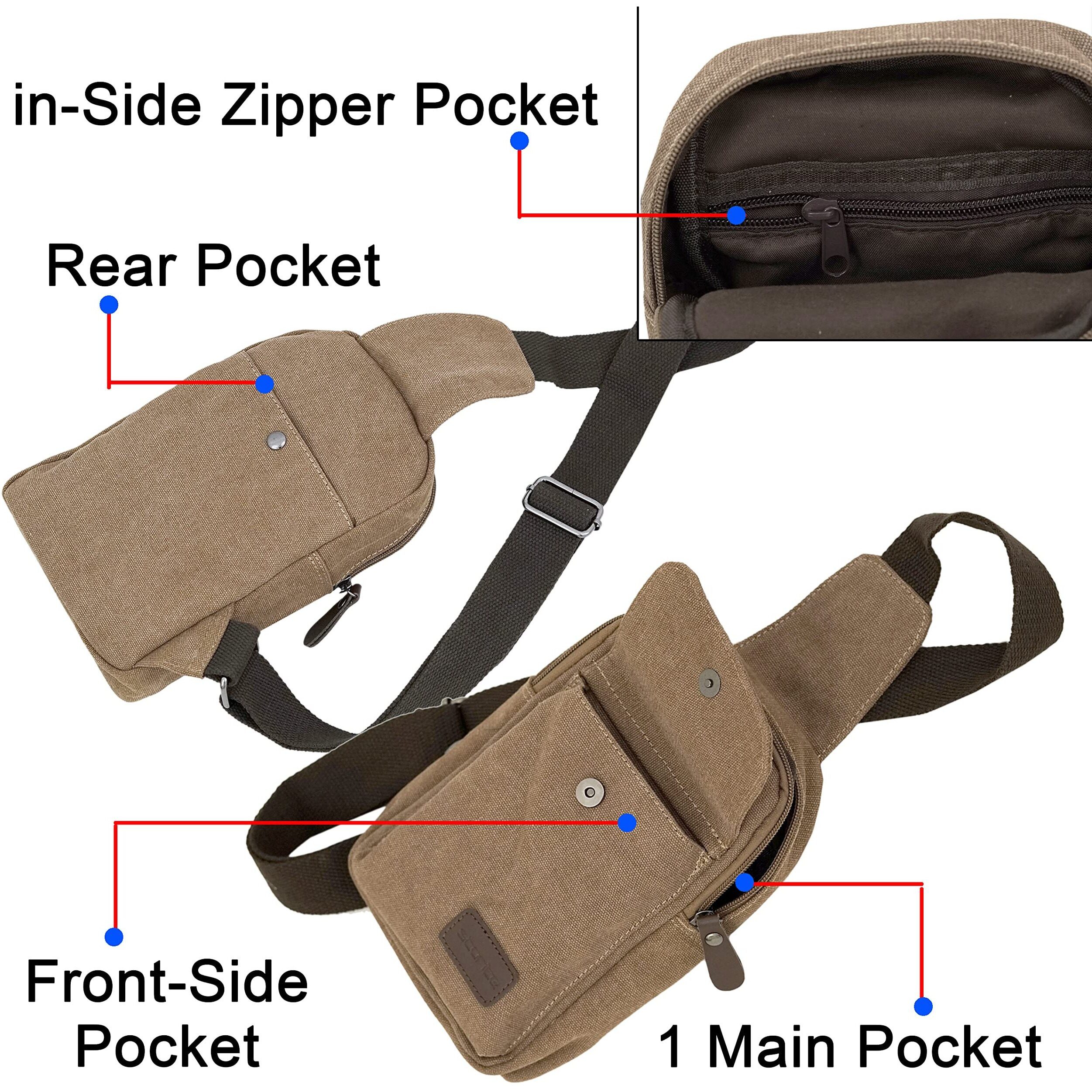 Storite Canvas Crossbody Stylish Shoulder Bag, Lightweight One Strap Sling Bag For Men & Women (Brown - 23.50 X 14 X 5 Cm)