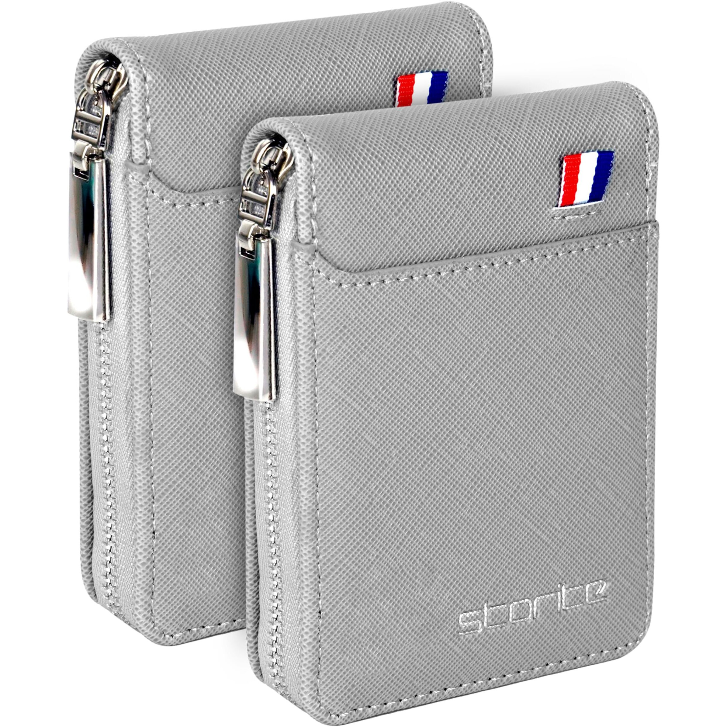 Storite Pu Leather 9 Slot Vertical Credit Debit Card Holder Money Wallet Zipper Coin Purse For Men Women (Grey - 11.5 X 2 X 8 Cm)
