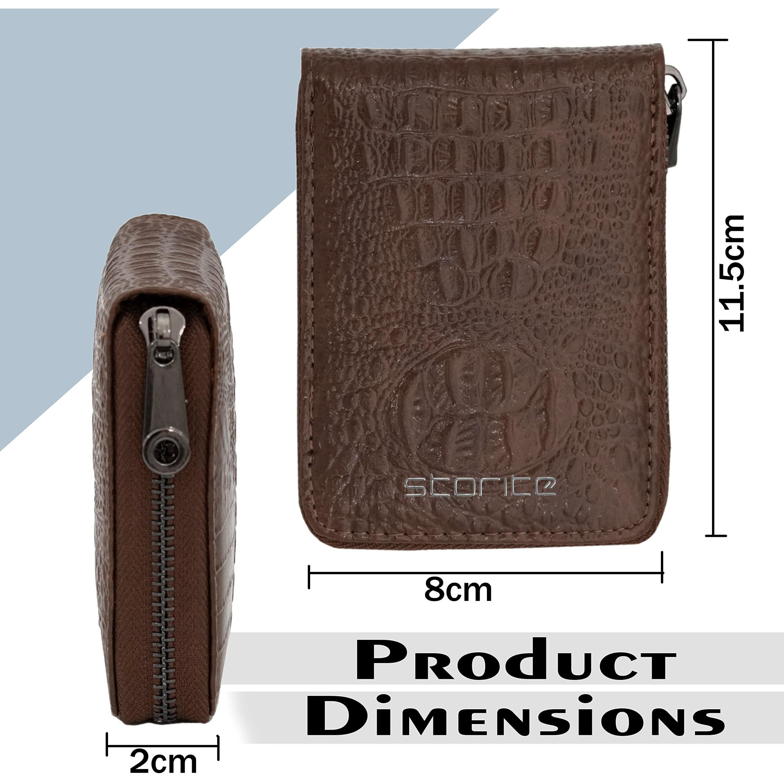 Storite 9 Slot Textured Credit Debit Card Holder Money Wallet Zipper Coin Purse For Men Women (Brown, 11.5 X 8 X 2Cm)