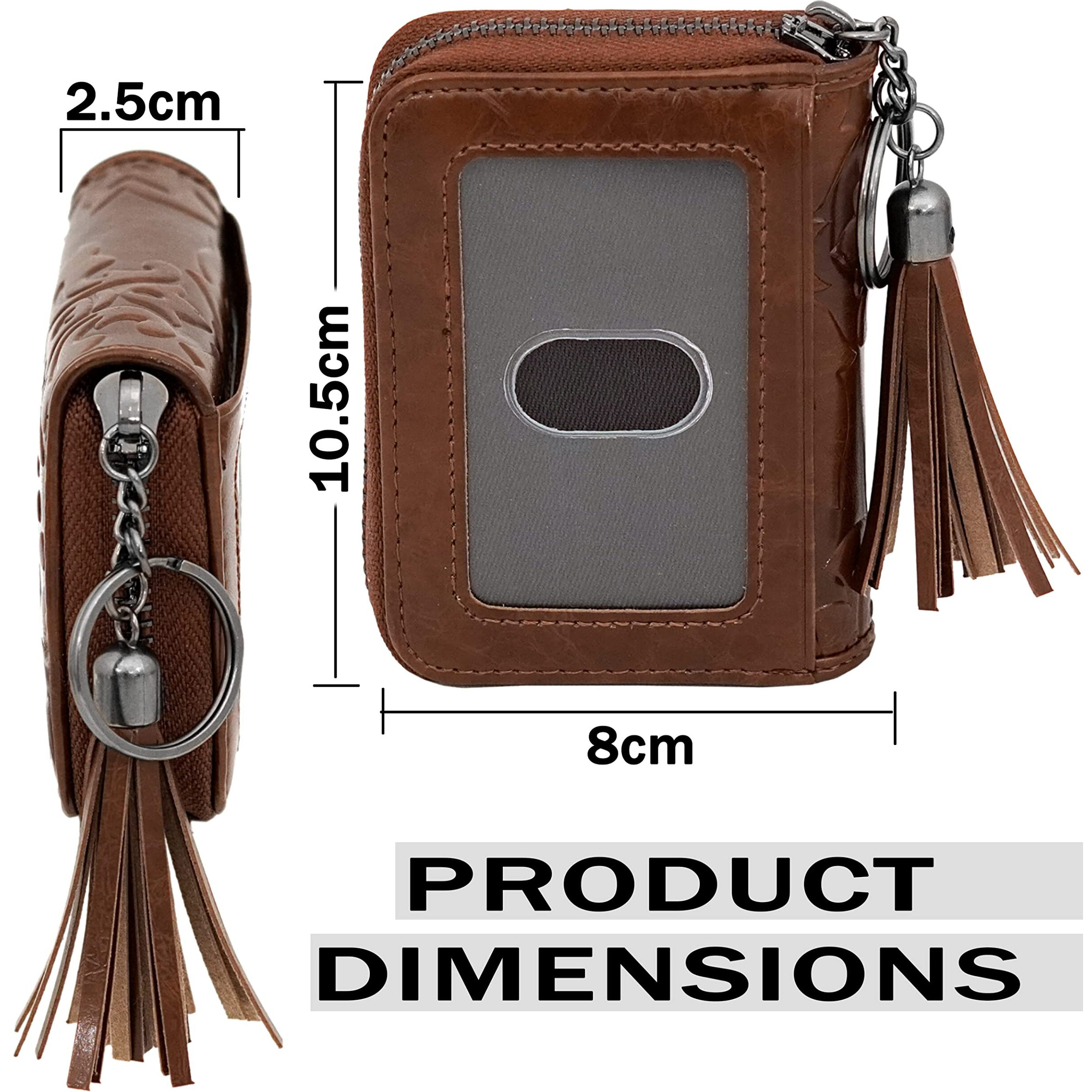 Storite 9 Slot Credit Debit Card Holder Money Wallet Zipper Coin Purse For Men Women (Brown, 10.5 X 8 X 2.5 Cm)