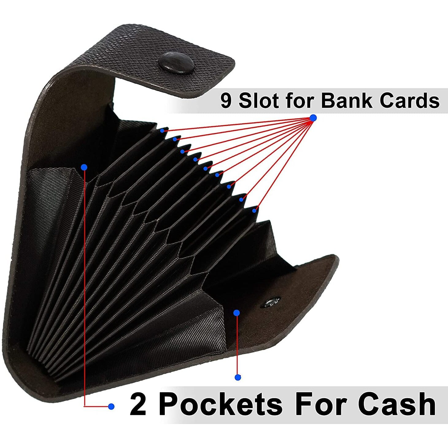 Storite 9 Slot Vertical Pu Leather Pocket Sized Credit Debit Atm Card Holder Wallet & 2 Money Pocket For Men & Women (Chocolate Dark Brown - 10.5 X 7 X 3 Cm)