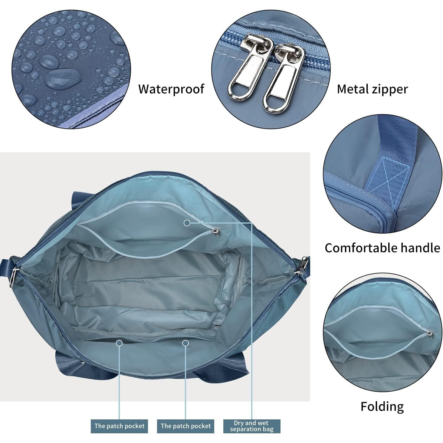 Storite Nylon 40 Cms Imported Foldable Travel Duffle Bag For Women, Expandable Lightweight Waterproof Carry Weekender Overnight Luggage Bag (Blue)