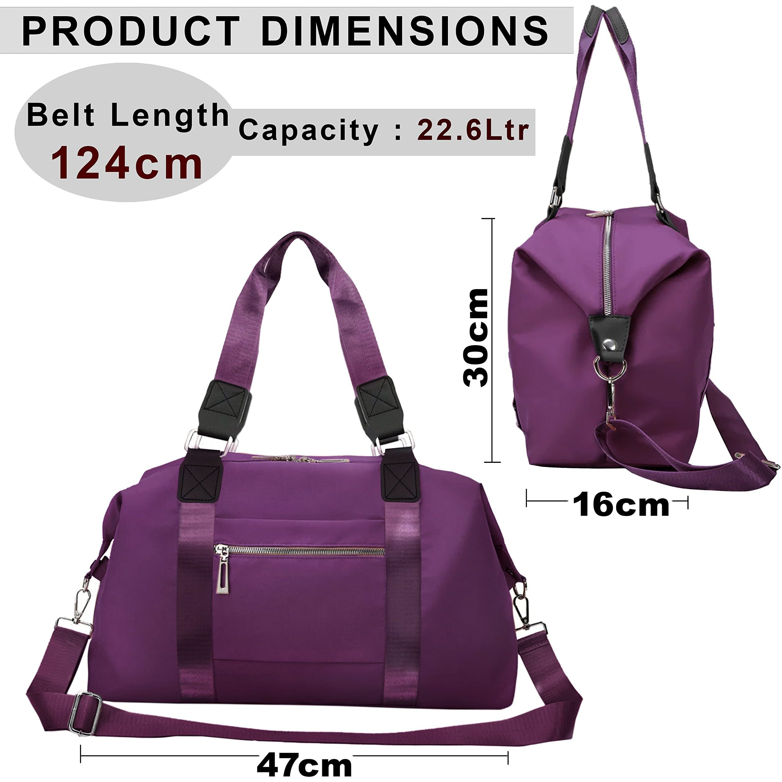 Storite Nylon 47 Cm Travel Duffle Bag, Sports Shoulder Bag For Women With Wet Pocket Weekender Overnight Luggage Bag - (Red Wine, 47 X 16 X 30 Cm)