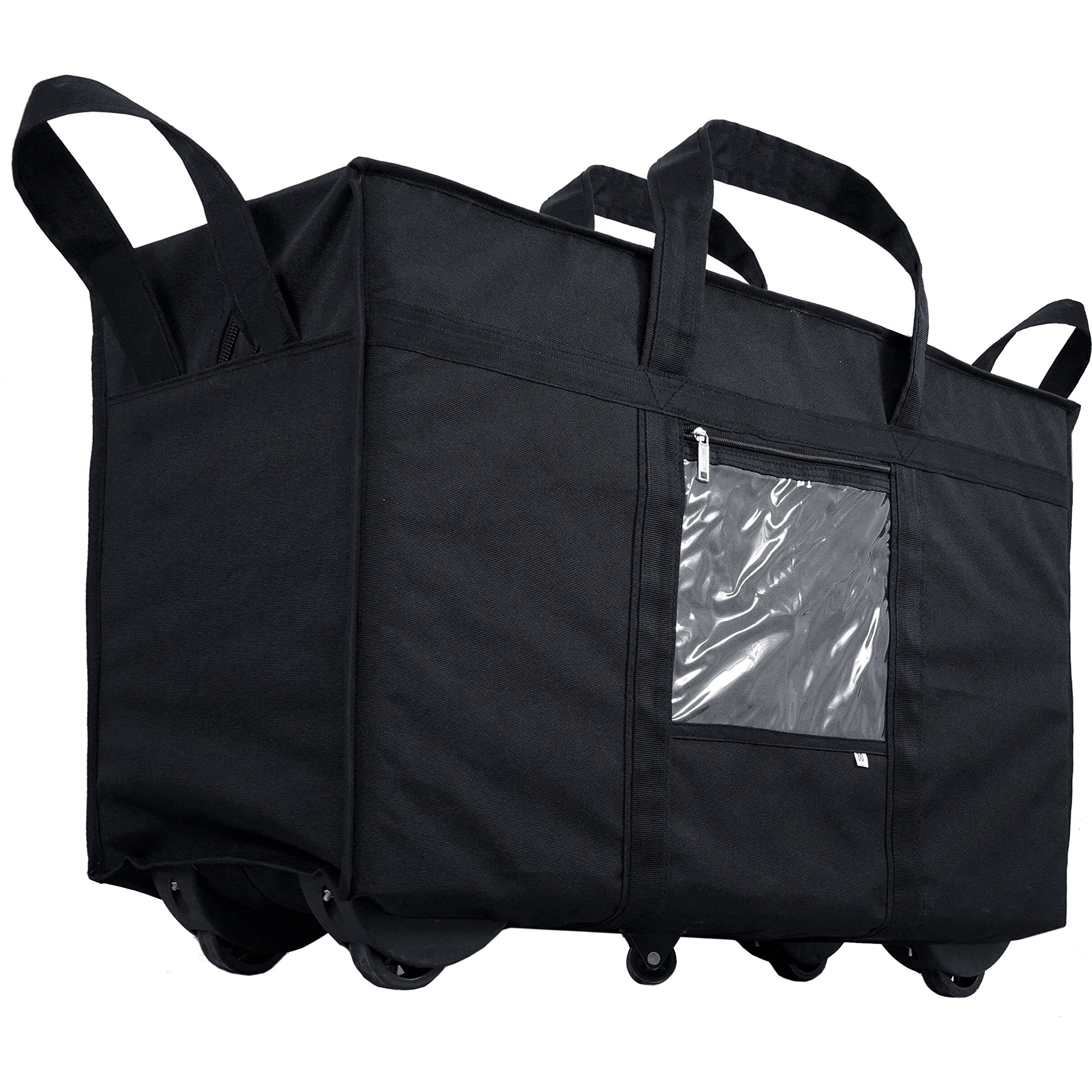 Storite Nylon 70 Cm Large Travel Duffle Bag Luggage Storage Trolley Bag Luggage Bag For Travel With Five Wheels & Front Transparent Pocket (Black, 70 X 27.5 X 45 Cm)